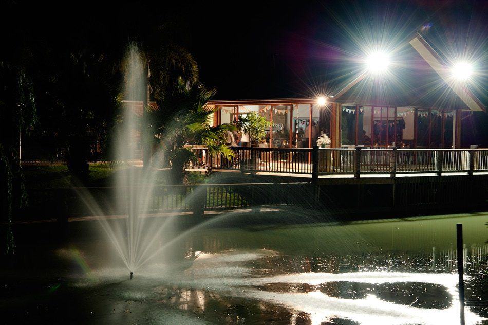 the vines lakehouse at night